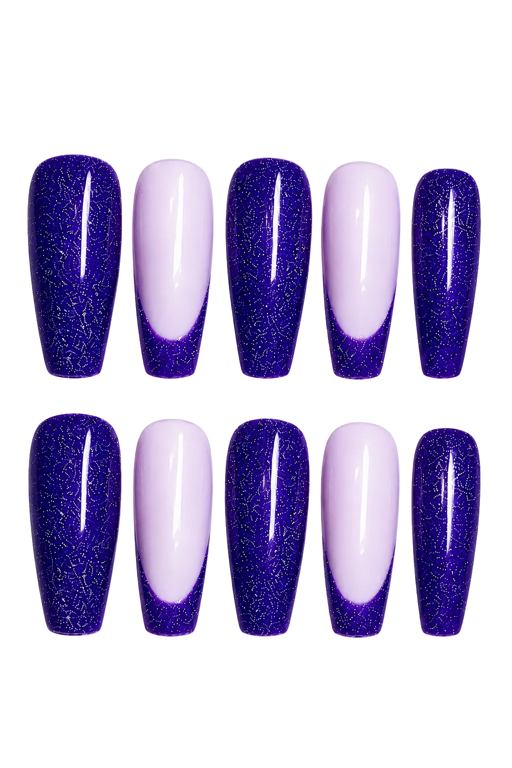 Dark Purple Ray of Shine velvet effect deep purple magnetic handmade reusable press-on nails