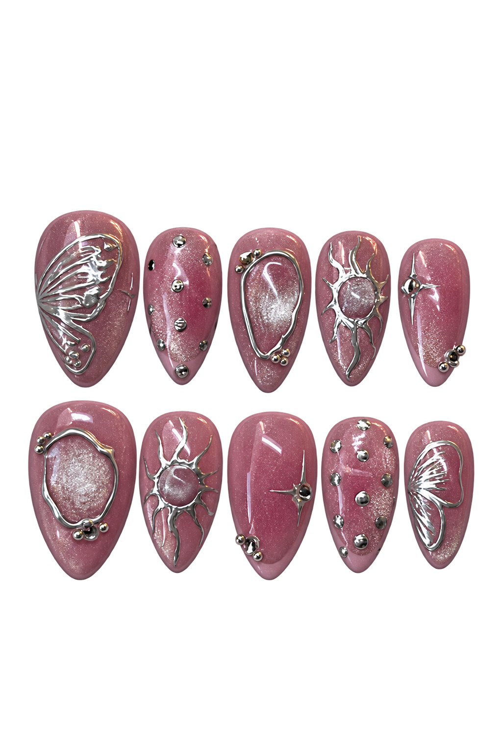 CELESTIAL BLOOM celestial floral reusable gel press-on nails, product view 2