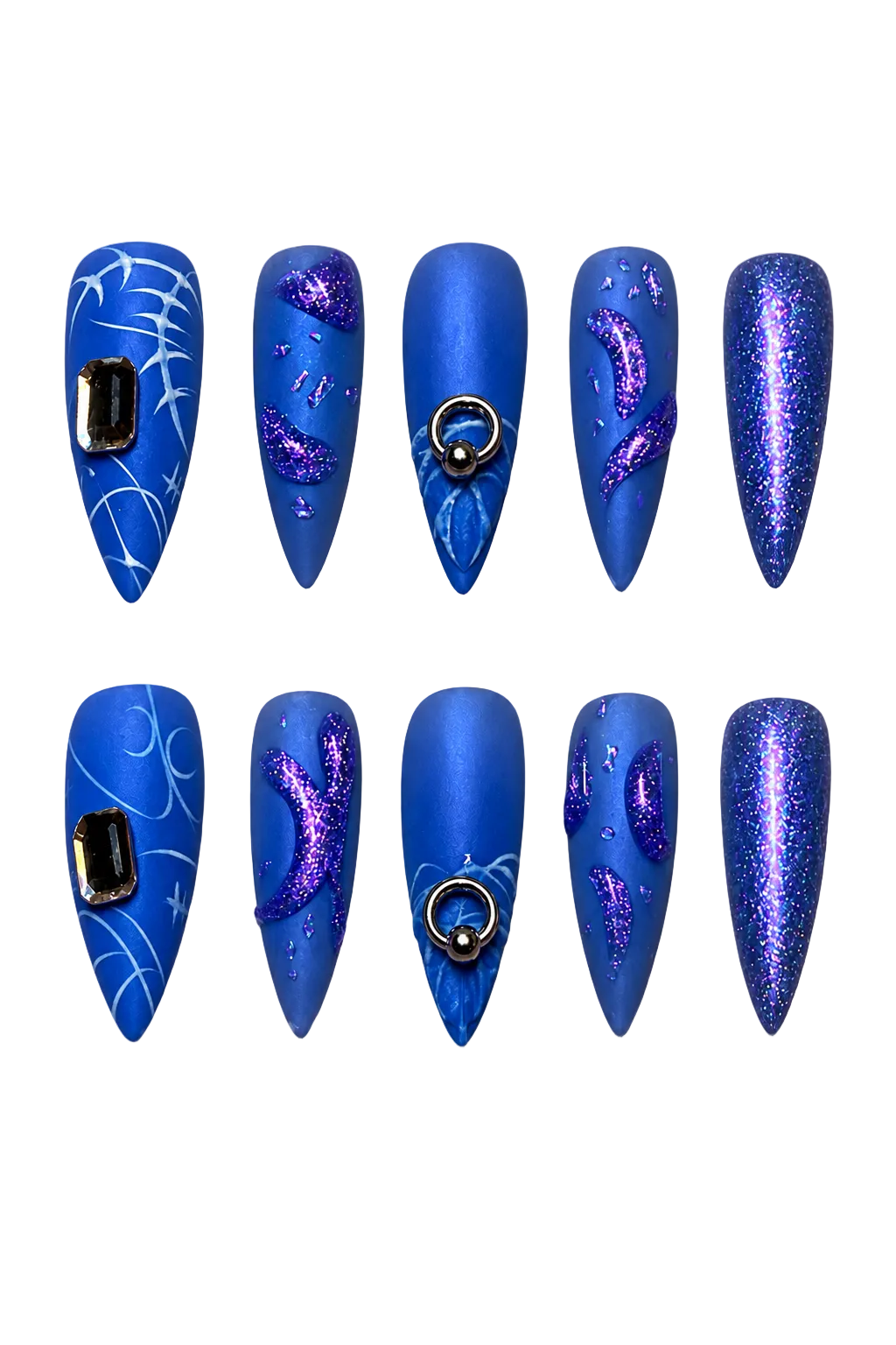 MOONWAVE blue wave design reusable gel press-on nails - image 2 of 9
