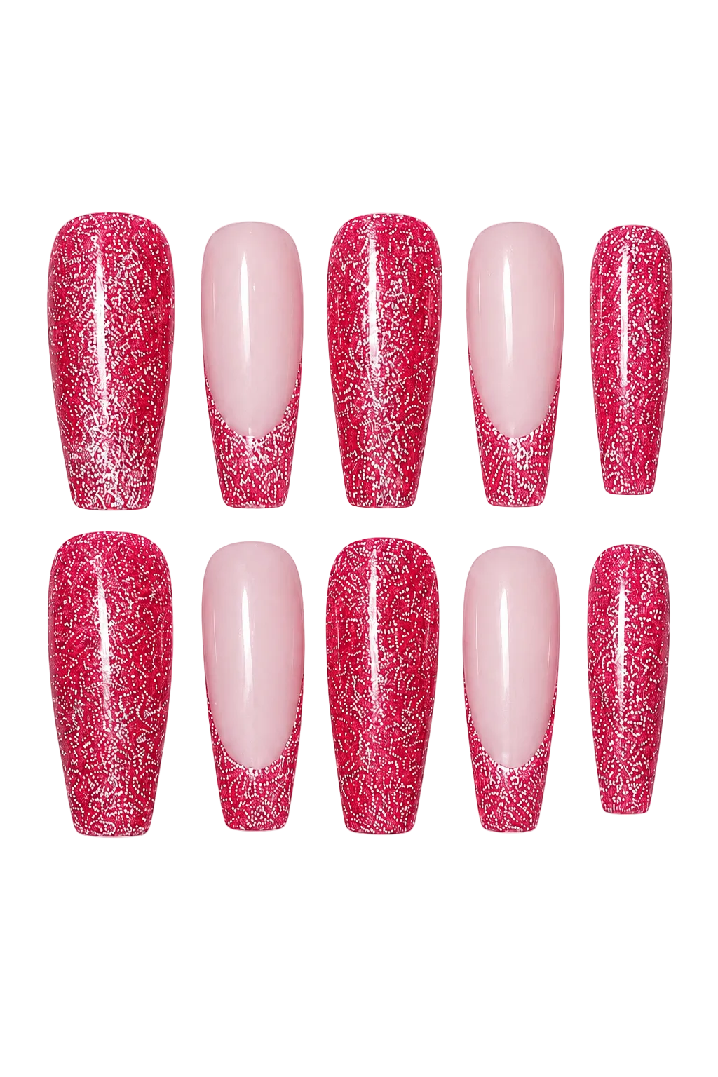Pink Ray of Radiance angelic iridescent pink aurora beam handmade reusable press-on nails