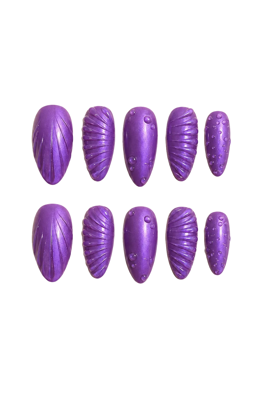 Mystic Violet Relief 3D textured accent deep violet handmade reusable press-on nails