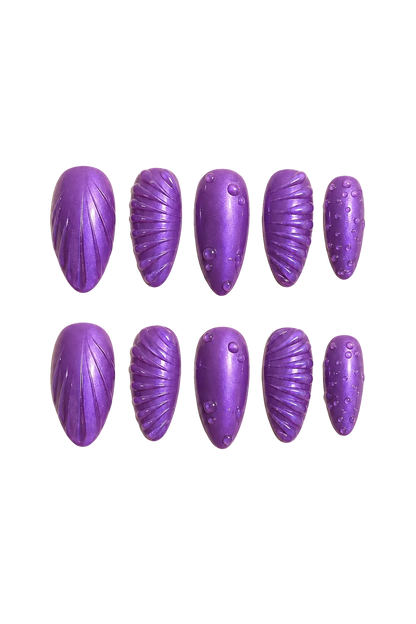 Mystic Violet Relief 3D textured accent deep violet handmade reusable press-on nails
