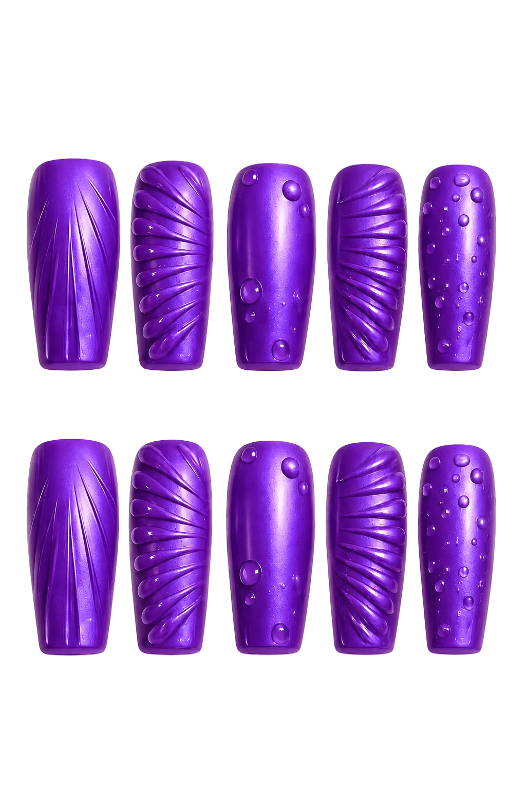 Mystic Violet Relief 3D textured accent deep violet handmade reusable press-on nails