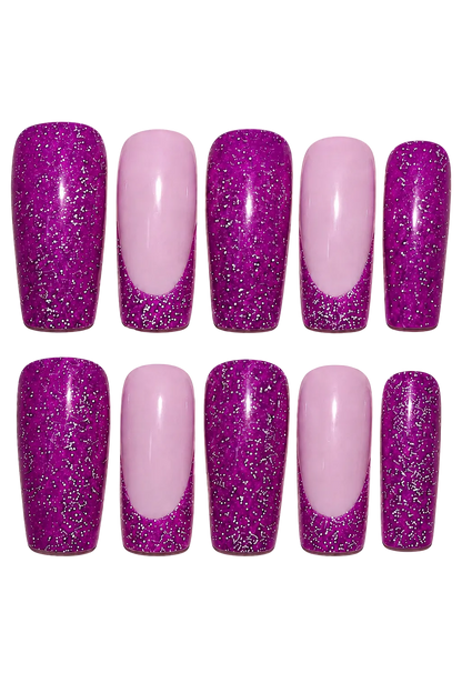 Purple Ray of Radiance iridescent purple aurora beam handmade reusable press-on nails