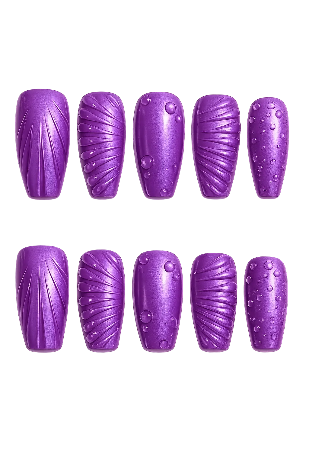Mystic Violet Relief 3D textured accent deep violet handmade reusable press-on nails