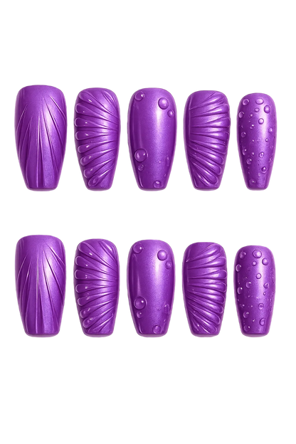 Mystic Violet Relief 3D textured accent deep violet handmade reusable press-on nails