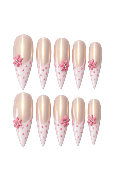 Blush Bloom natural nude pink handmade reusable press-on nails