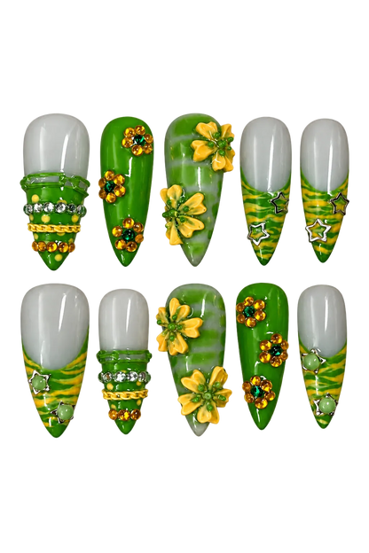 RIO BLOOM colourful floral reusable gel press-on nails, product view 2