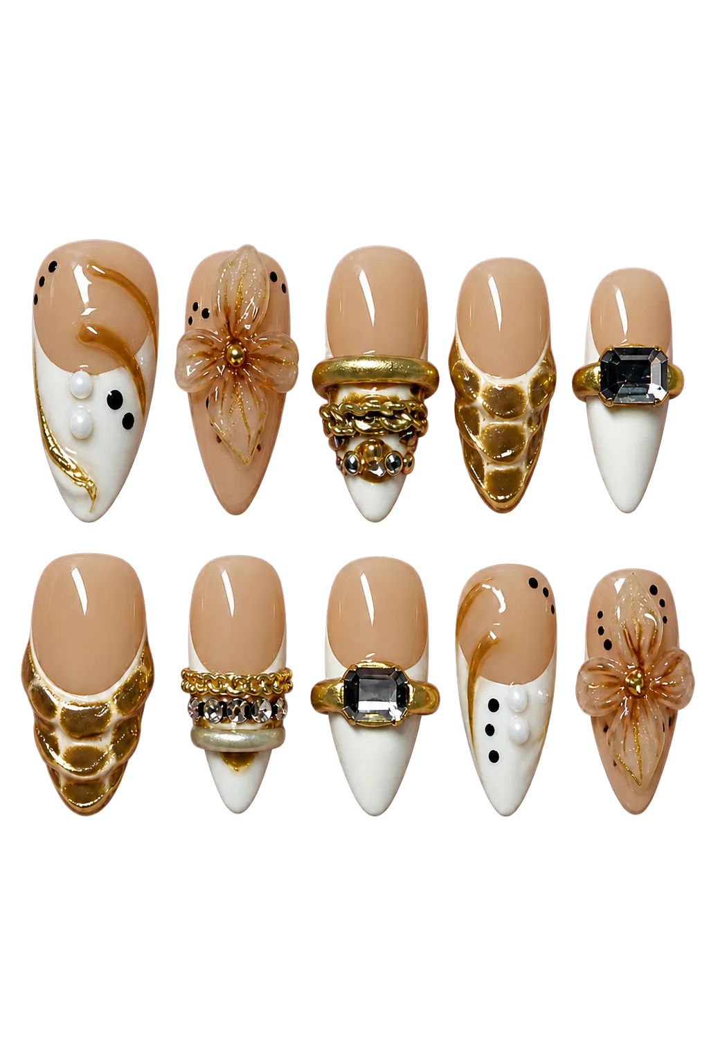 VINTAGE OPULENCE champagne gold vintage design reusable gel press-on nails - image 5 of 9