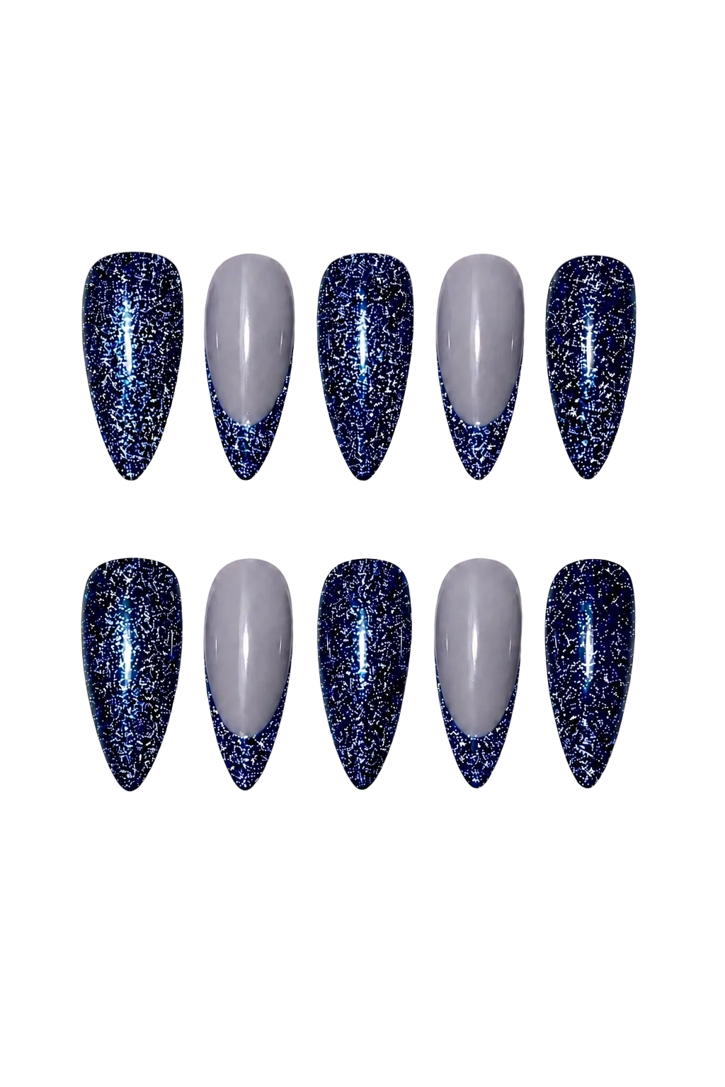 Blue Ray of Radiance iridescent aurora beam blue handmade reusable press-on nails