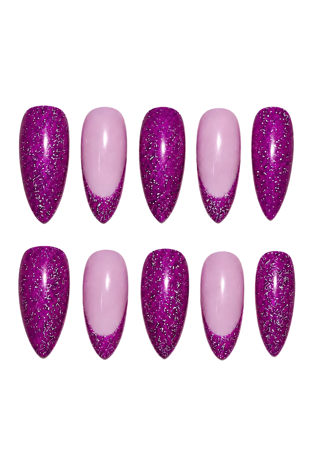 Purple Ray of Radiance iridescent purple aurora beam handmade reusable press-on nails