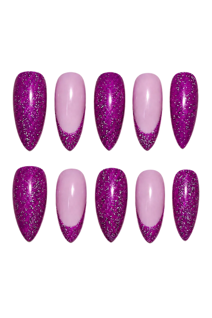 Purple Ray of Radiance iridescent purple aurora beam handmade reusable press-on nails