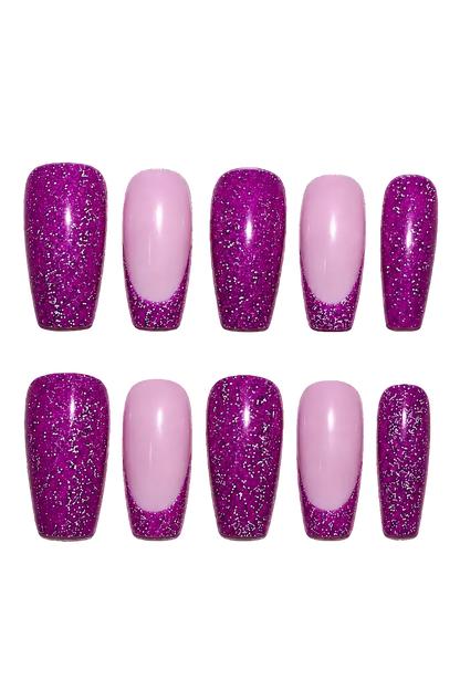 Purple Ray of Radiance iridescent purple aurora beam handmade reusable press-on nails