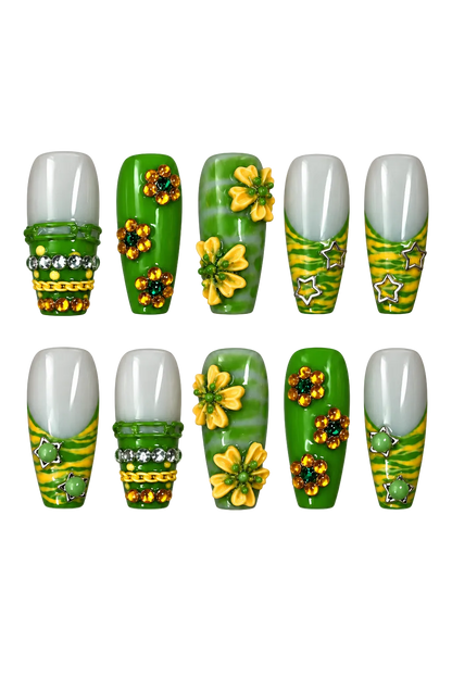 RIO BLOOM colourful floral reusable gel press-on nails, product view 5