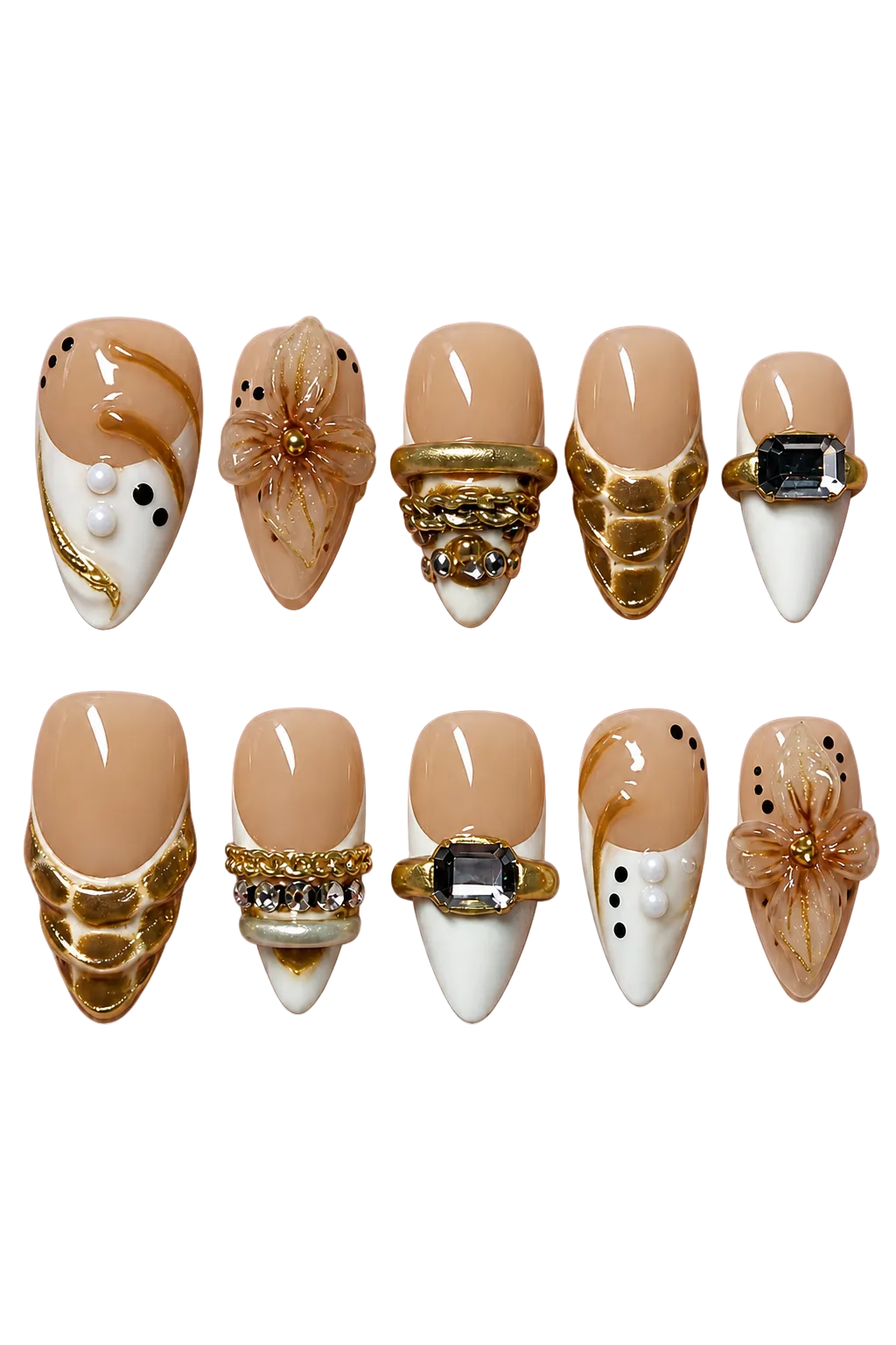 VINTAGE OPULENCE champagne gold vintage design reusable gel press-on nails - image 4 of 9