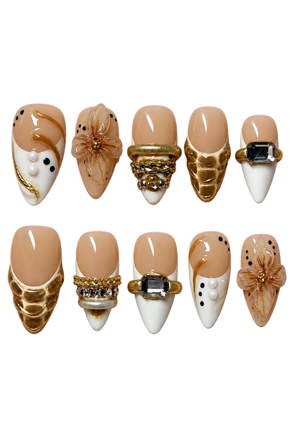 VINTAGE OPULENCE champagne gold vintage design reusable gel press-on nails - image 4 of 9