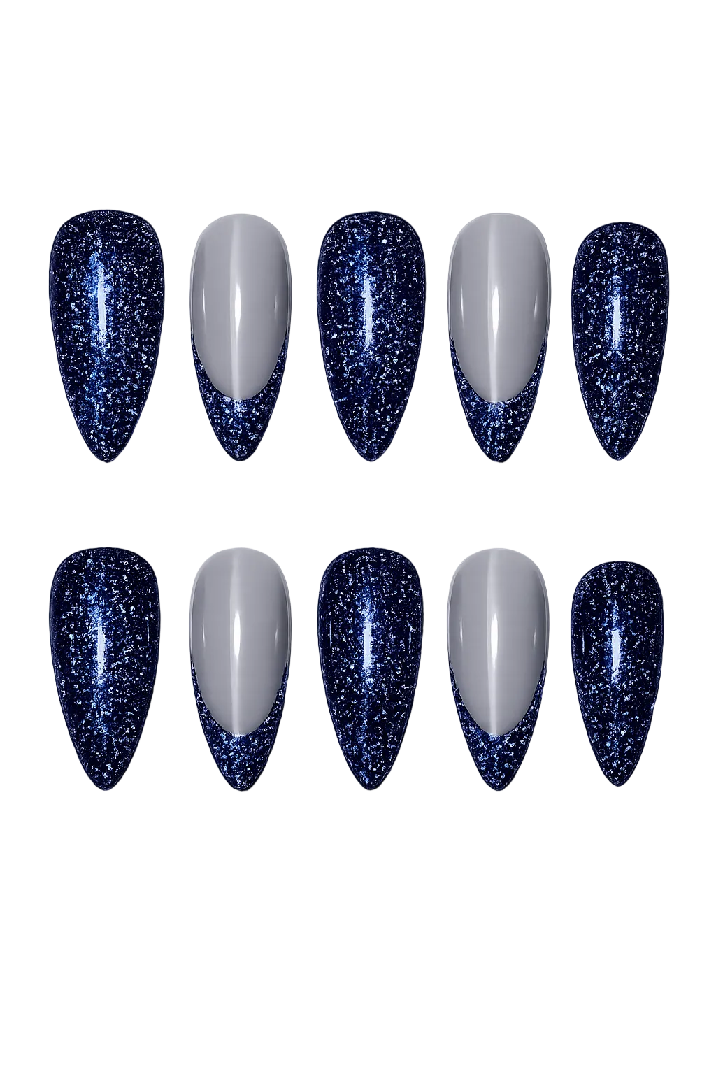 Blue Ray of Radiance iridescent aurora beam blue handmade reusable press-on nails