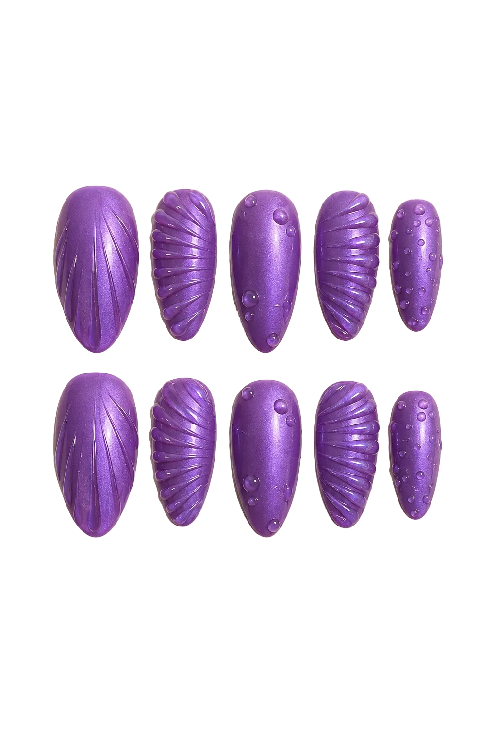 Mystic Violet Relief 3D textured accent deep violet handmade reusable press-on nails