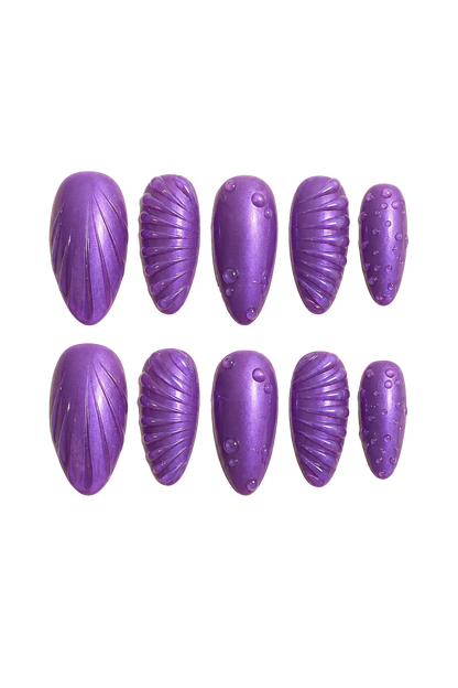 Mystic Violet Relief 3D textured accent deep violet handmade reusable press-on nails