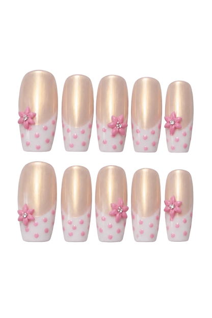 Blush Bloom natural nude pink handmade reusable press-on nails
