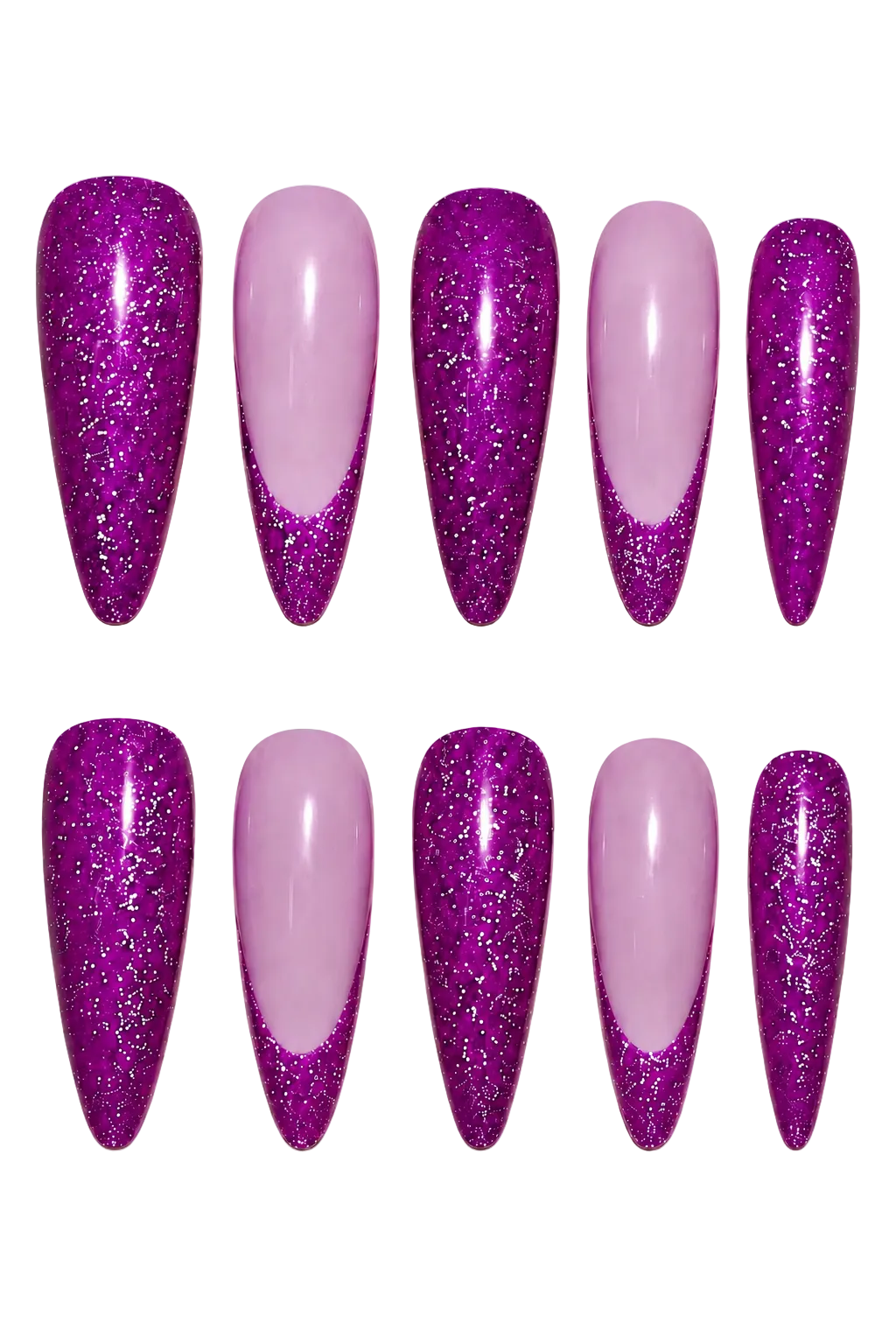 Purple Ray of Radiance iridescent purple aurora beam handmade reusable press-on nails