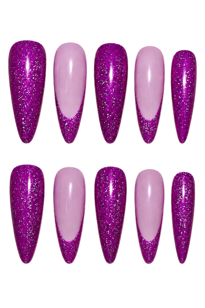 Purple Ray of Radiance iridescent purple aurora beam handmade reusable press-on nails