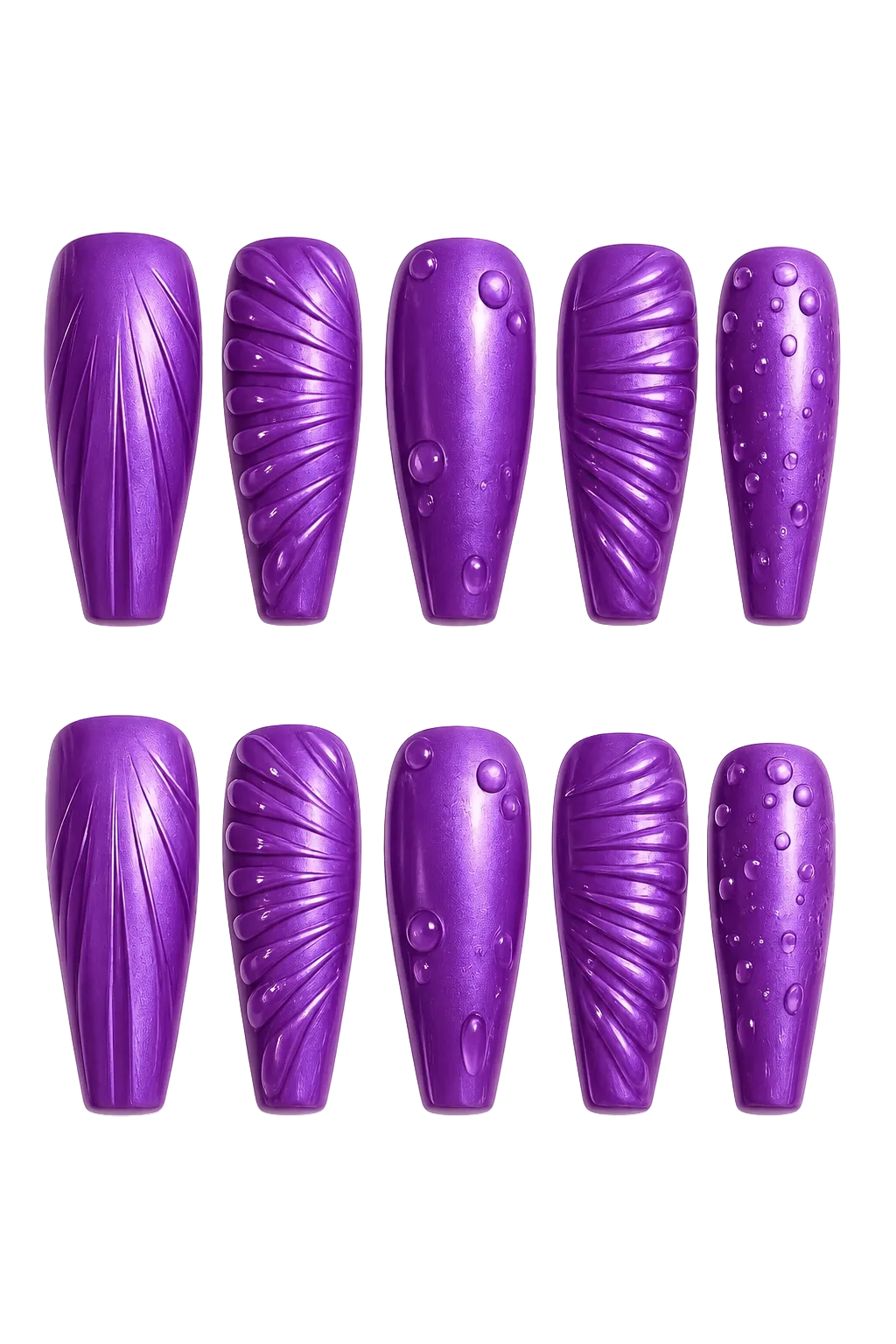 Mystic Violet Relief 3D textured accent deep violet handmade reusable press-on nails