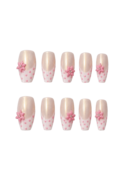 Blush Bloom natural nude pink handmade reusable press-on nails