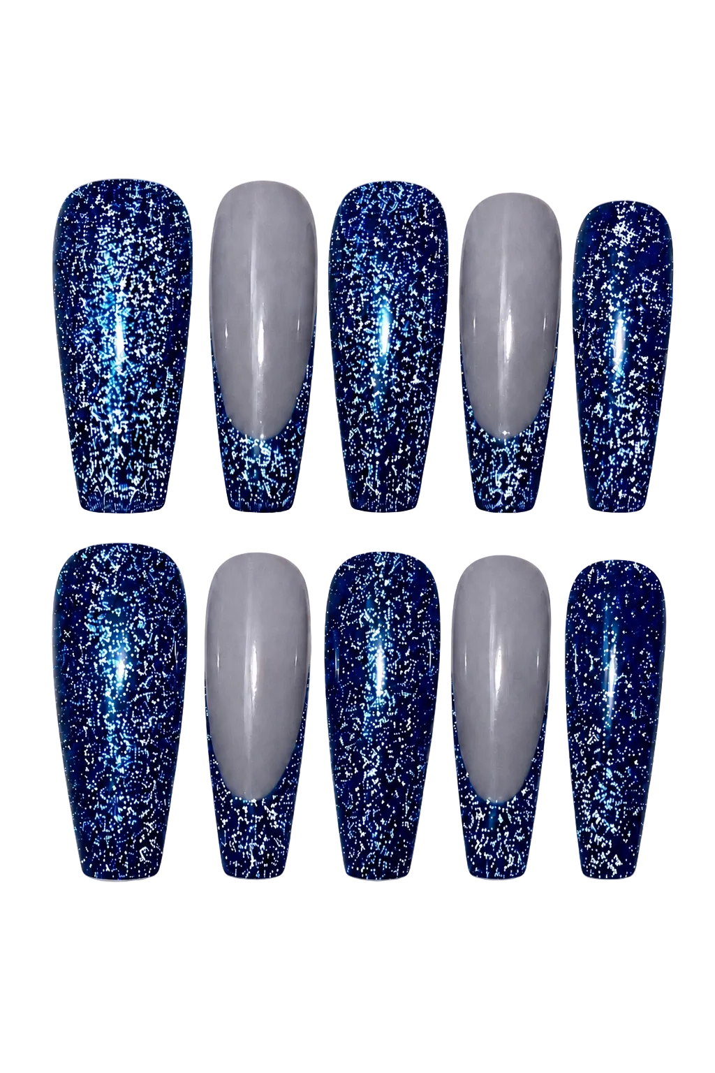 Blue Ray of Radiance iridescent aurora beam blue handmade reusable press-on nails