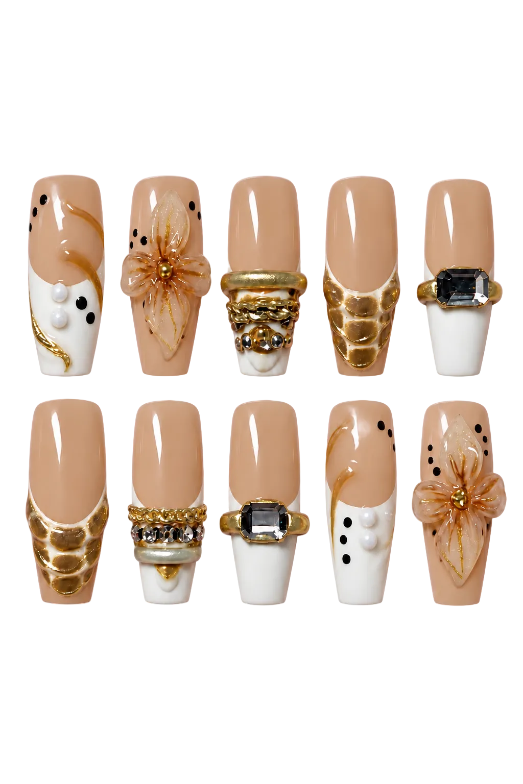 VINTAGE OPULENCE champagne gold vintage design reusable gel press-on nails - image 9 of 9