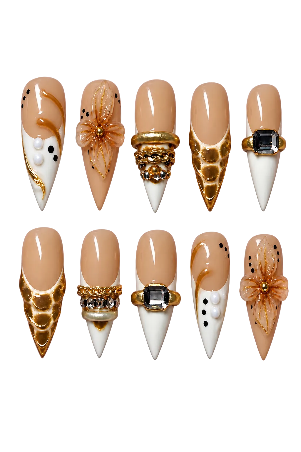 VINTAGE OPULENCE champagne gold vintage design reusable gel press-on nails - image 2 of 9