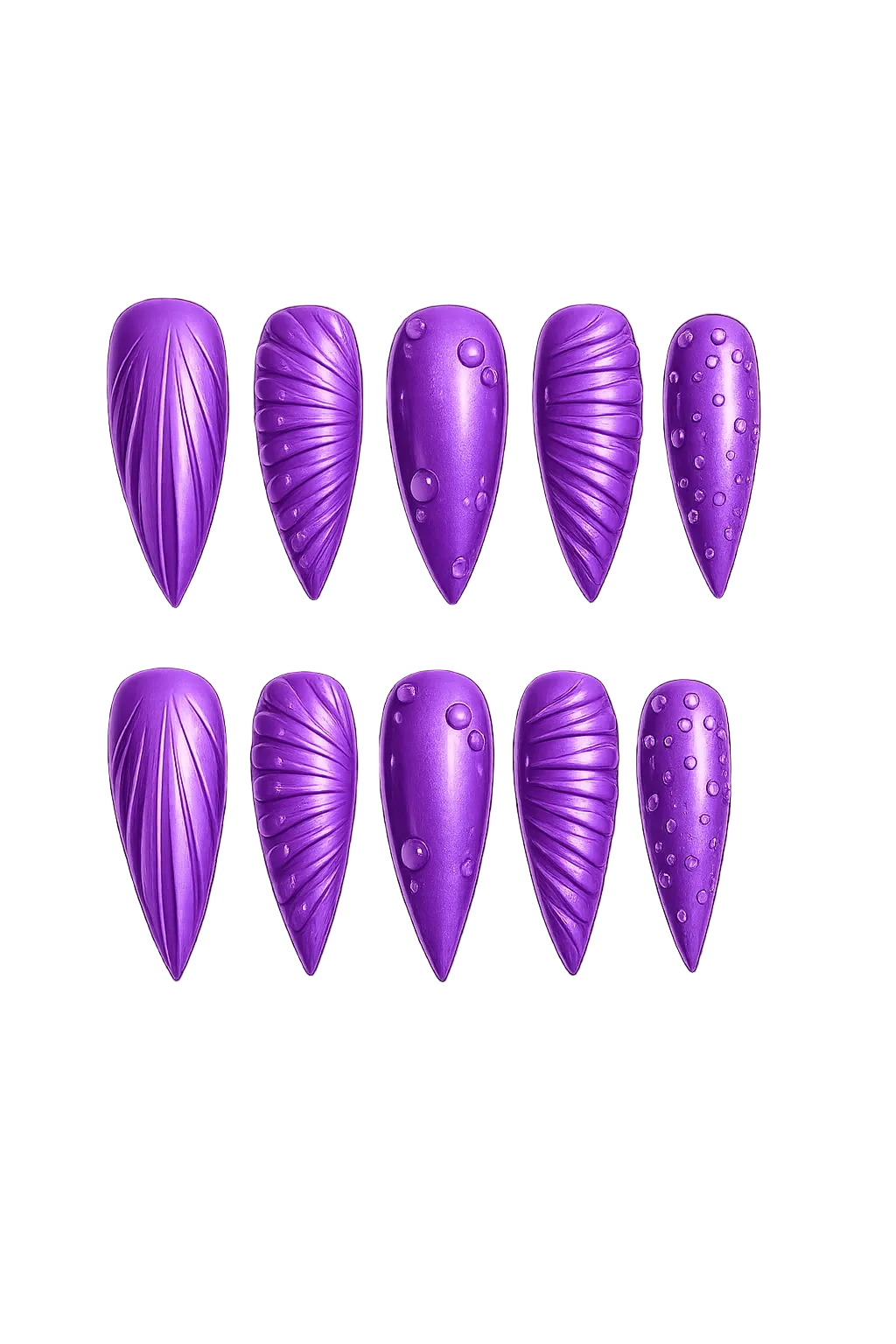 Mystic Violet Relief 3D textured accent deep violet handmade reusable press-on nails