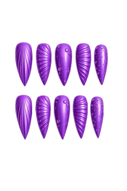 Mystic Violet Relief 3D textured accent deep violet handmade reusable press-on nails