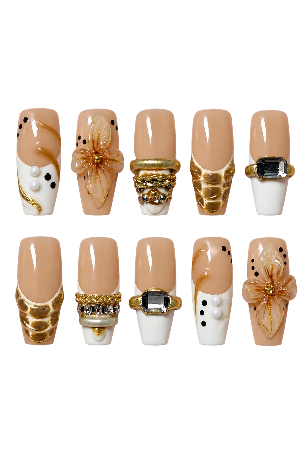 VINTAGE OPULENCE champagne gold vintage design reusable gel press-on nails - image 6 of 9