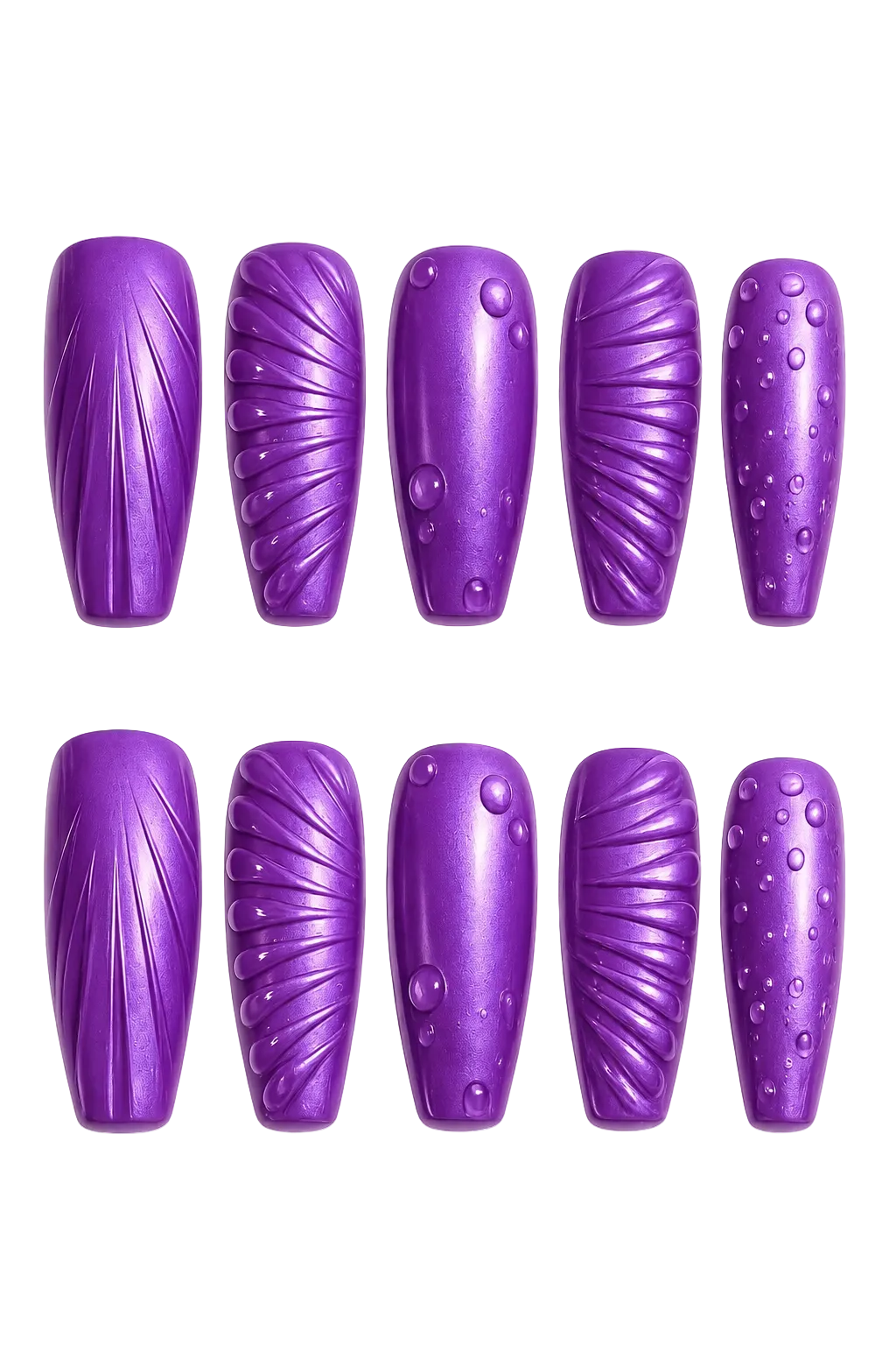 Mystic Violet Relief 3D textured accent deep violet handmade reusable press-on nails