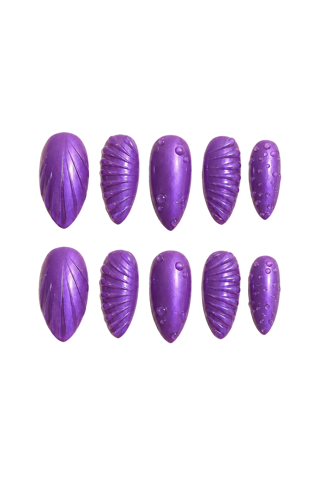 Mystic Violet Relief 3D textured accent deep violet handmade reusable press-on nails