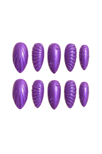 Mystic Violet Relief 3D textured accent deep violet handmade reusable press-on nails