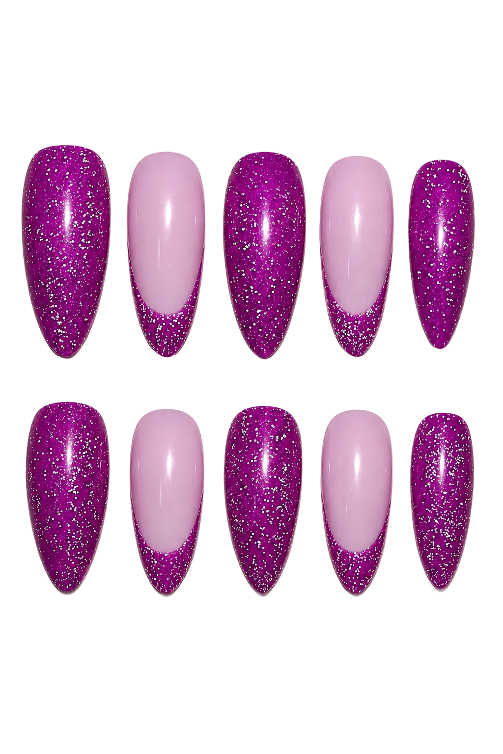 Purple Ray of Radiance iridescent purple aurora beam handmade reusable press-on nails