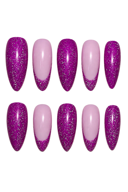 Purple Ray of Radiance iridescent purple aurora beam handmade reusable press-on nails