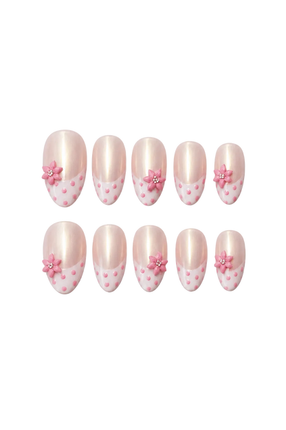 Blush Bloom natural nude pink handmade reusable press-on nails