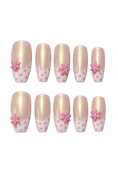 Blush Bloom natural nude pink handmade reusable press-on nails