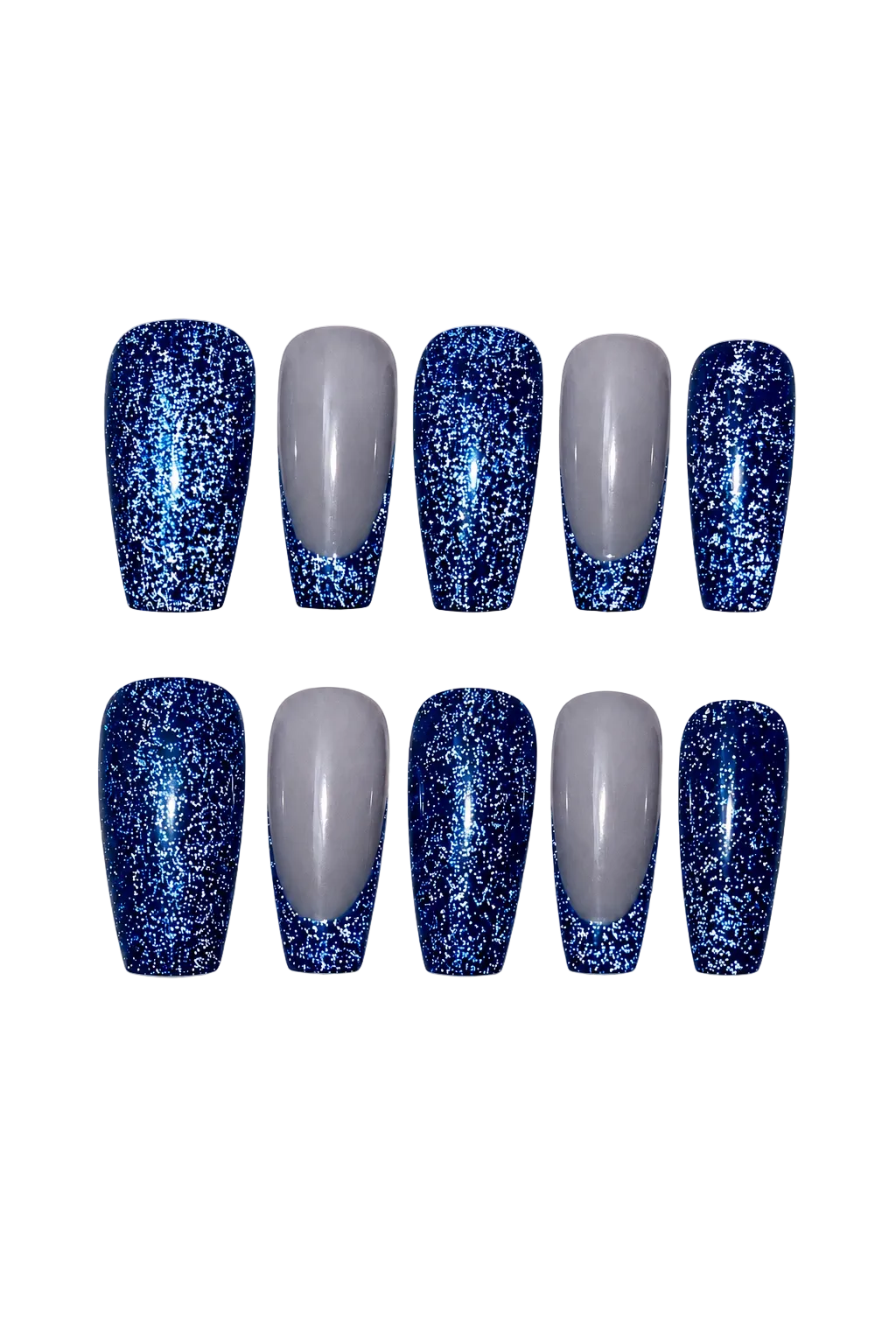 Blue Ray of Radiance iridescent aurora beam blue handmade reusable press-on nails