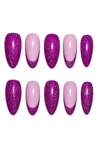 Purple Ray of Radiance iridescent purple aurora beam handmade reusable press-on nails