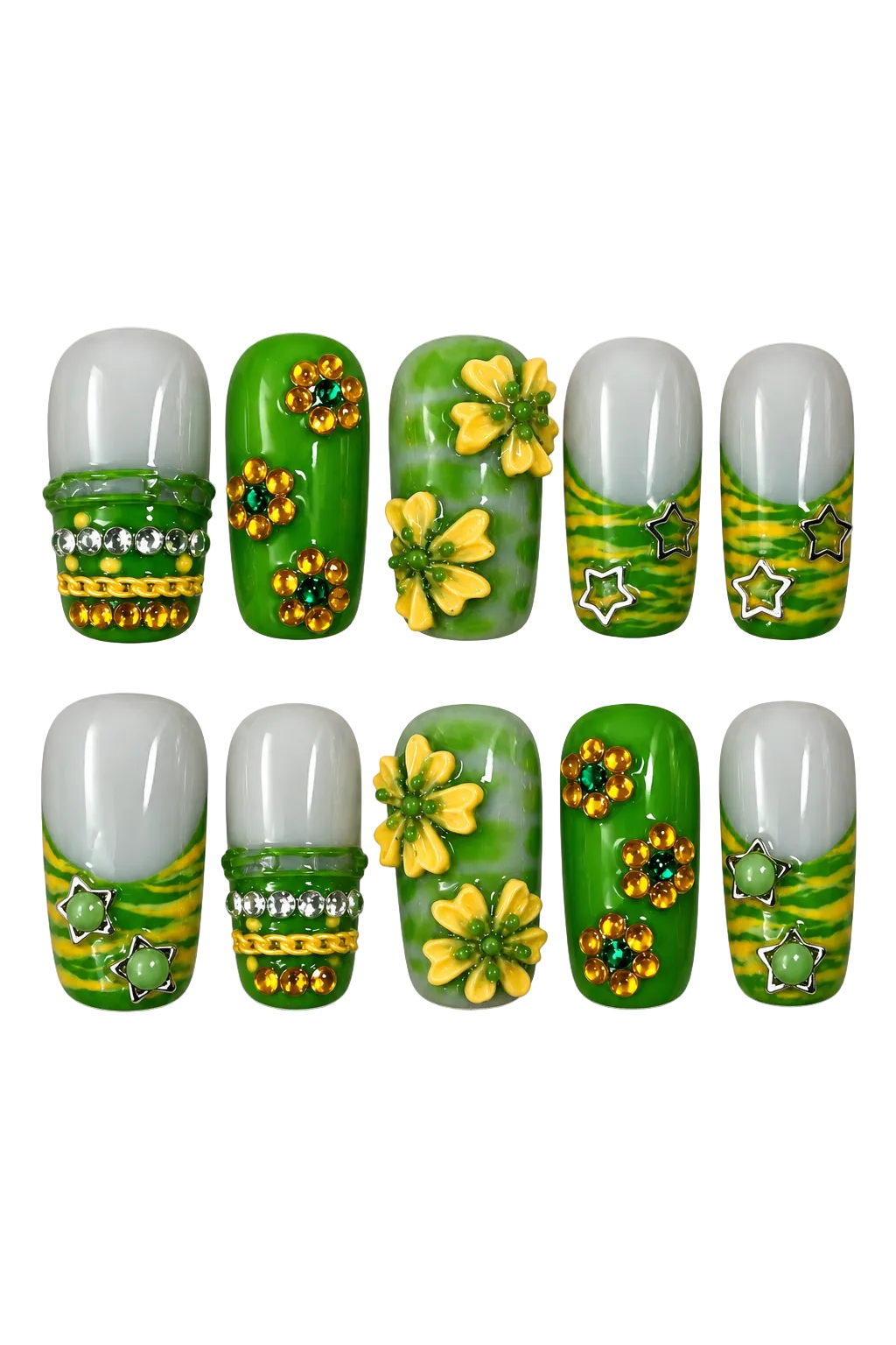 RIO BLOOM colourful floral reusable gel press-on nails, product view 3