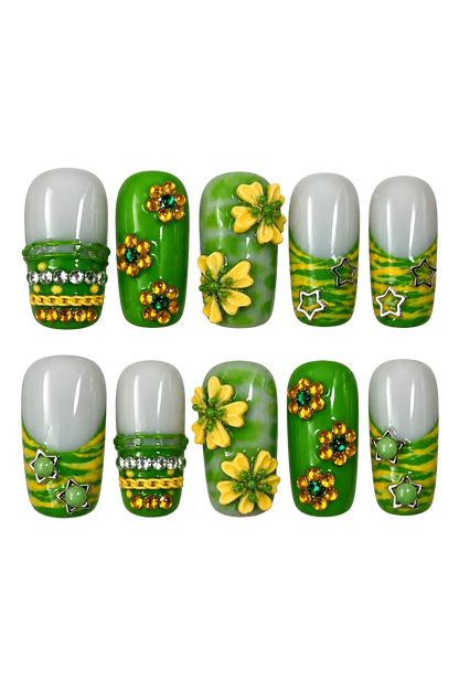 RIO BLOOM colourful floral reusable gel press-on nails, product view 3