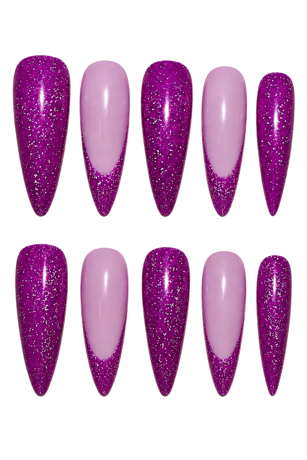 Purple Ray of Radiance iridescent purple aurora beam handmade reusable press-on nails