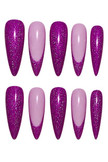 Purple Ray of Radiance iridescent purple aurora beam handmade reusable press-on nails