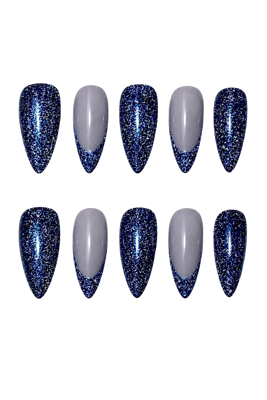 Blue Ray of Radiance iridescent aurora beam blue handmade reusable press-on nails