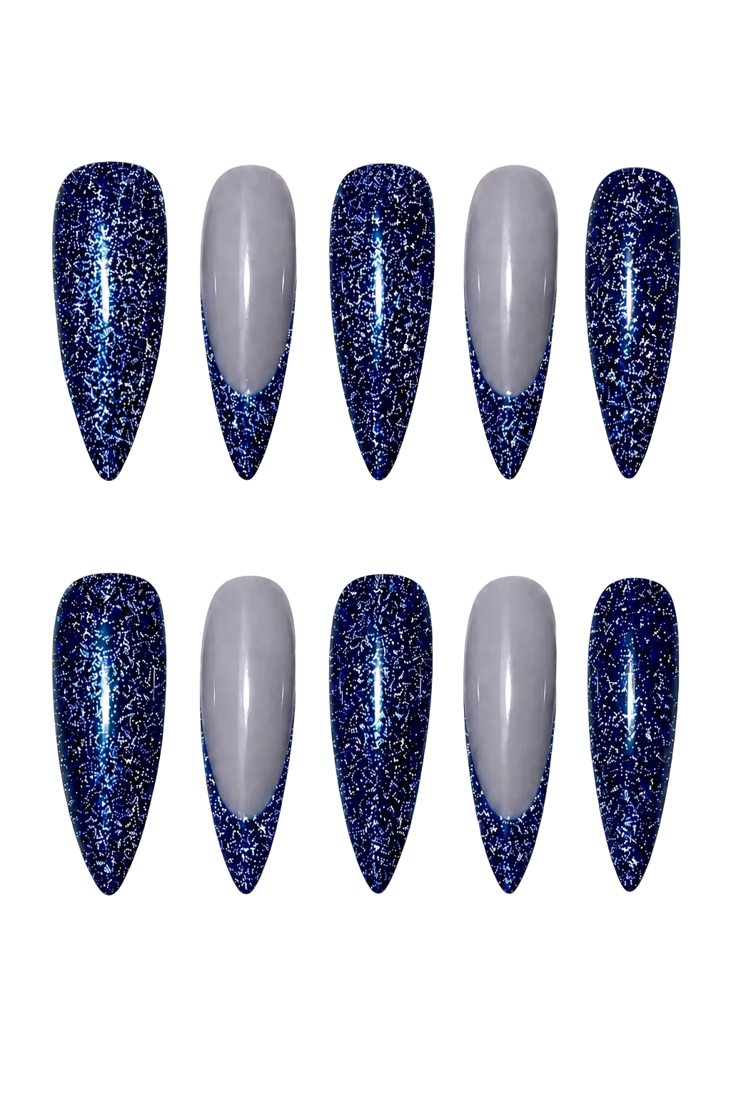 Blue Ray of Radiance iridescent aurora beam blue handmade reusable press-on nails