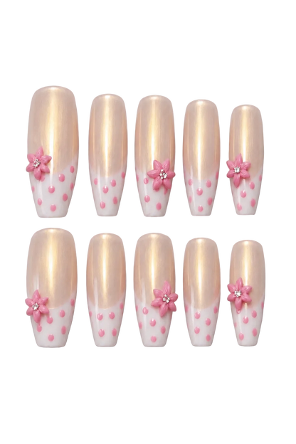 Blush Bloom natural nude pink handmade reusable press-on nails